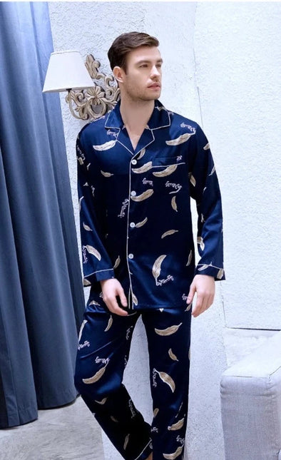 Pigiama caldo da uomo, serafino 2 bottoni azzurro pantaloni blu Navigare Pigiama caldo da uomo, serafino 2 bottoni azzurro pantaloni blu Navigare