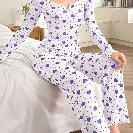 Pigiama Donna Cuori Maniche Lunghe - Romanticismo Caldo