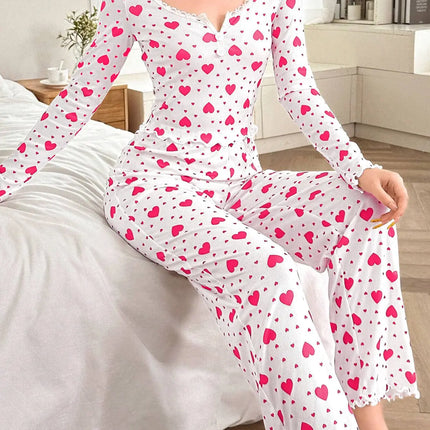 Pigiama Donna Cuori Maniche Lunghe - Romanticismo Caldo