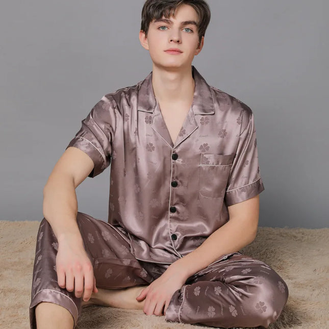 Pigiama Uomo Primaverile di Seta Rosa | Nova Pigiama