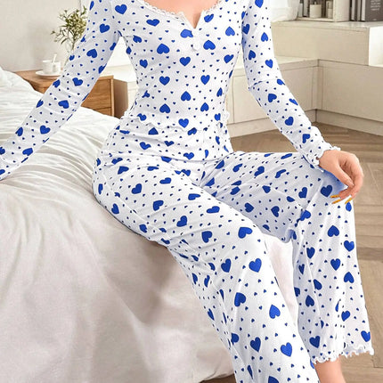 Pigiama Donna Cuori Maniche Lunghe - Romanticismo Caldo