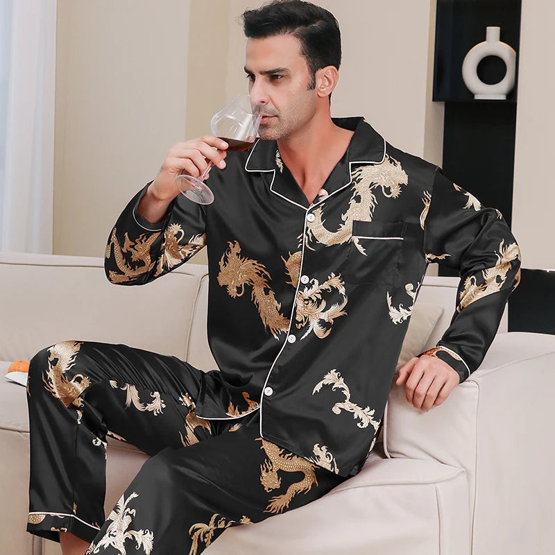 Men's silk pajamas with dragon motif Nova Pajama – Nova Pigiama