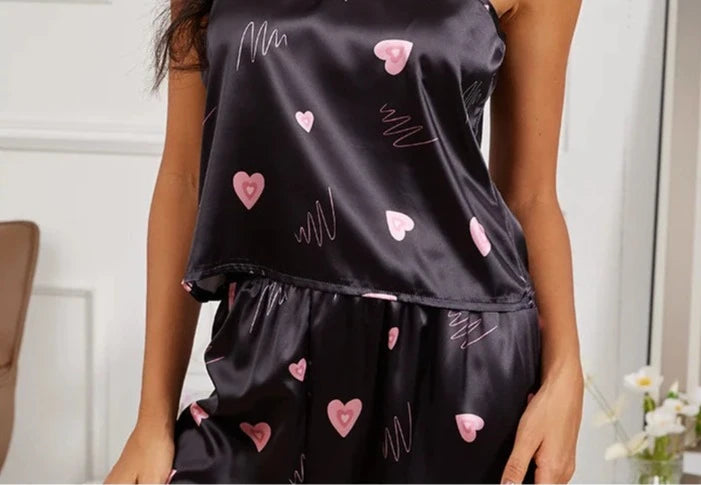 Set pigiama da notte in raso da donna Set pigiama da notte in raso da donna