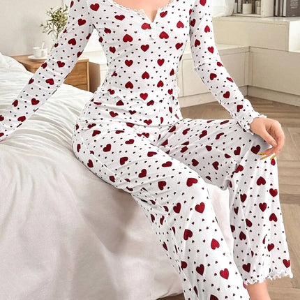 Pigiama Donna Cuori Maniche Lunghe - Romanticismo Caldo
