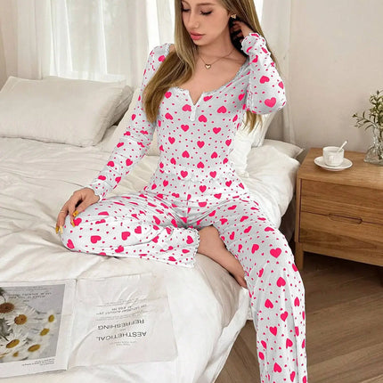 Pigiama Donna Cuori Maniche Lunghe - Romanticismo Caldo