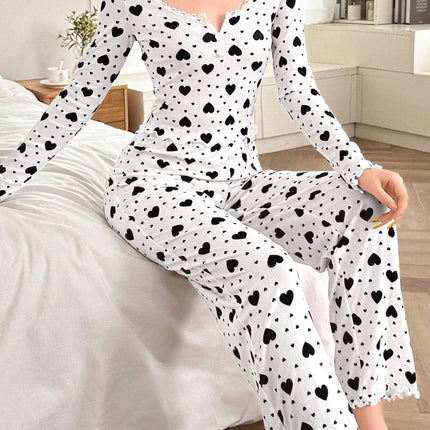 Pigiama Donna Cuori Maniche Lunghe - Romanticismo Caldo