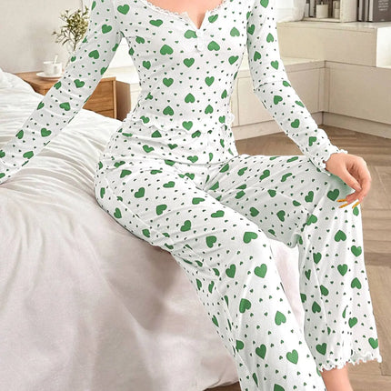 Pigiama Donna Cuori Maniche Lunghe - Romanticismo Caldo