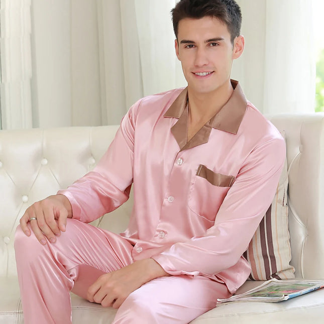 Pigiama Seta Uomo con Bottoni Rosa | Nova Pigiama