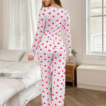 Pigiama Donna Cuori Maniche Lunghe - Romanticismo Caldo