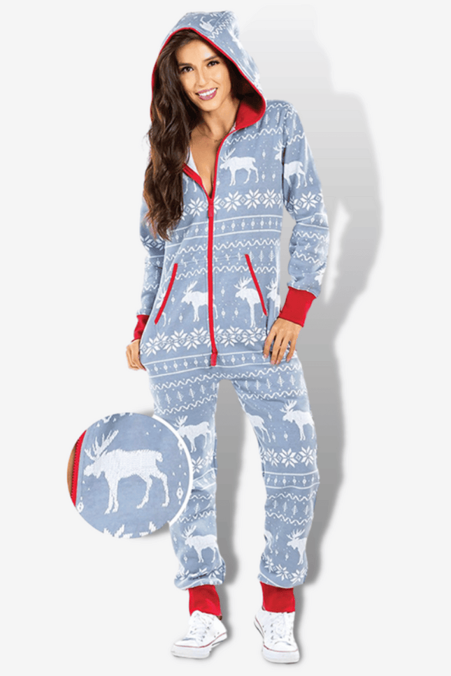 Pigiama Onesie Adulti Nero - Tuta Invernale Con Cappuccio E Zip, Ideale Per Natale E Tempo Libero - Foto 5