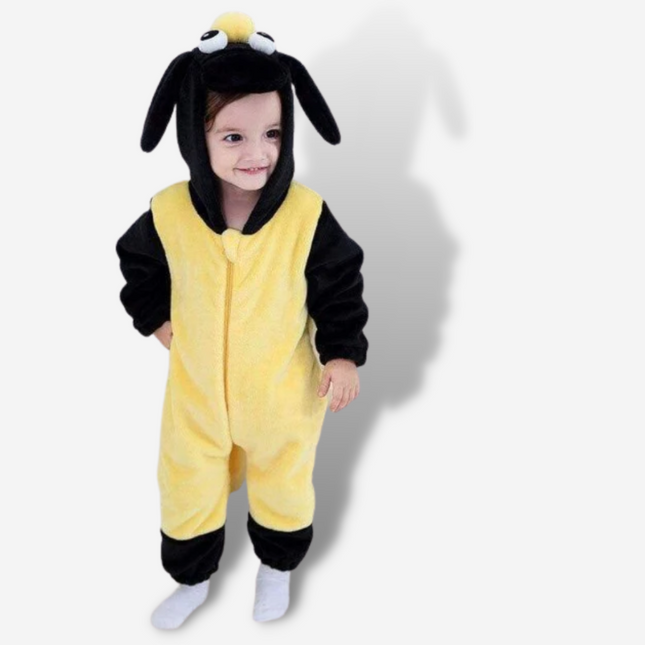 Pigiama in Ciniglia Neonato Nero-Giallo | Nova Pigiama