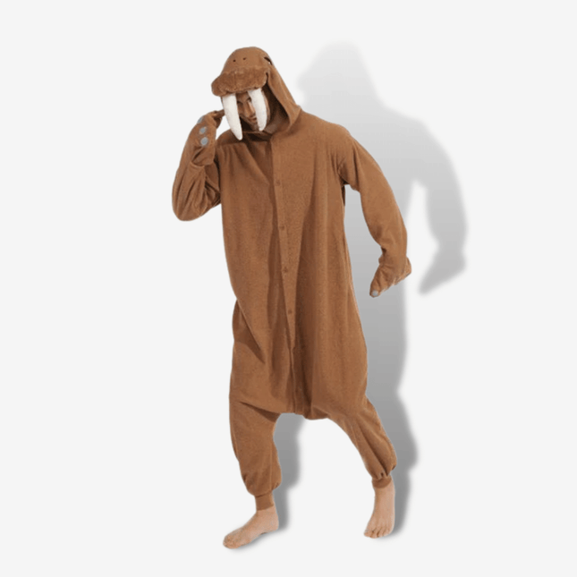 Pigiama Pile Natale Costume Pigiama A Tutina Marrone Con Cappuccio