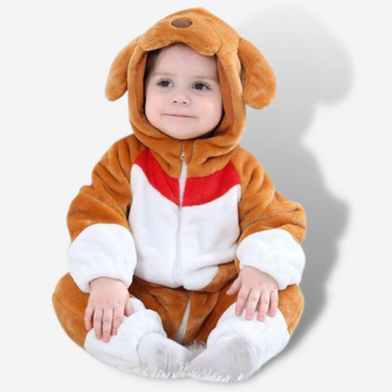 Pigiama Neonata Caldo Cotone Marrone-Bianco | Nova Pigiama