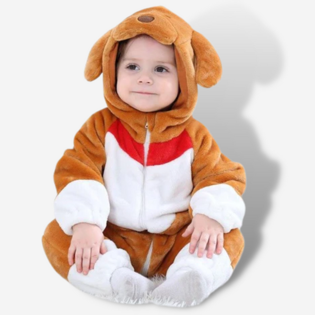 Pigiama Neonata Caldo Cotone Marrone-Bianco | Nova Pigiama