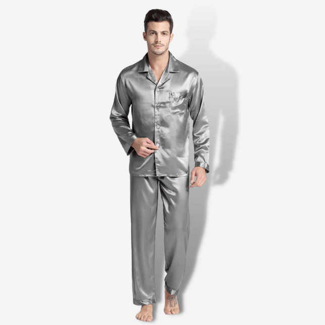 Pigiami Di Seta La Perla Men's Pearl Gray Silk Pajamas
