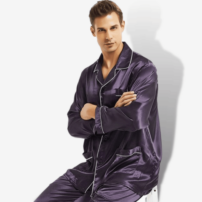 Pigiama Uomo in Seta Viola Seta | Nova Pigiama